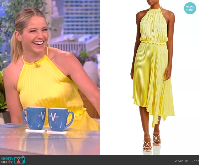 A.L.C. Claudia Satin Pleated Dress worn by Sara Haines on The View