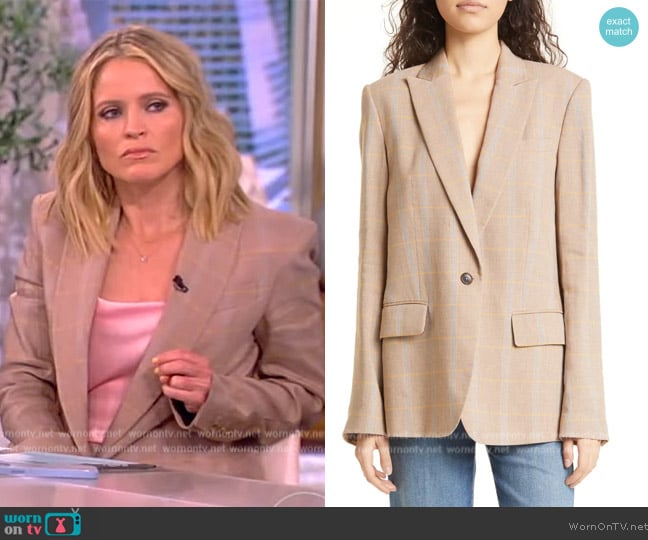 A.L.C. Donovan Linen Blend Blazer worn by Sara Haines on The View