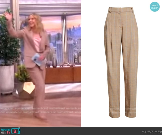 A.L.C. Fynn Plaid High Waist Linen Blend Trousers worn by Sara Haines on The View