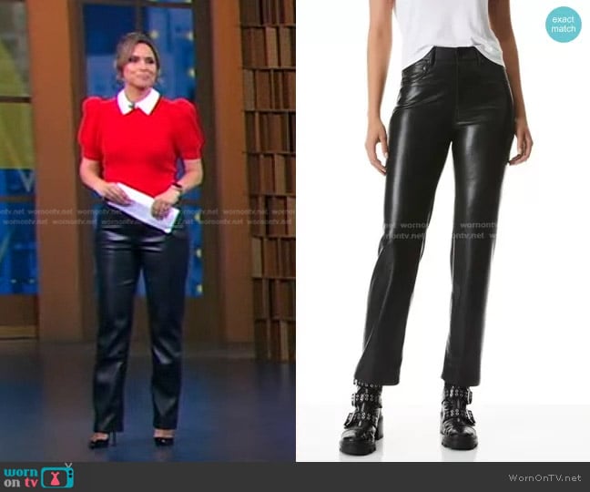 Alice + Olivia Amazing Vegan Leather Boyfriend Pant worn by Rhiannon Ally on Good Morning America