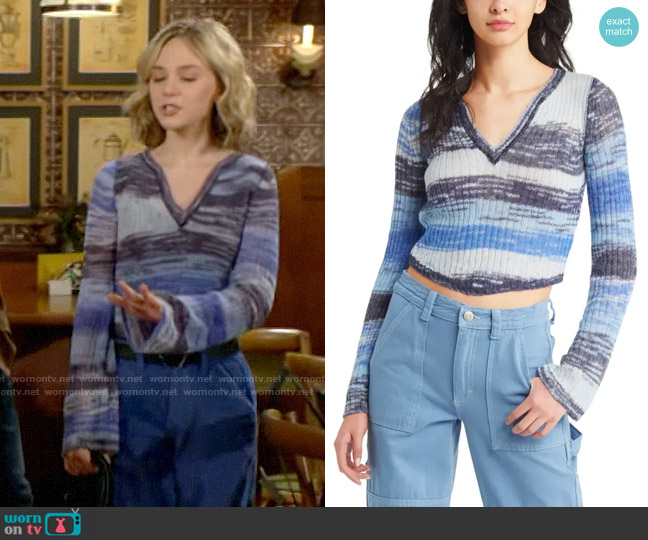 WornOnTV: Lucy’s blue striped v-neck sweater and blue cargo pants on ...