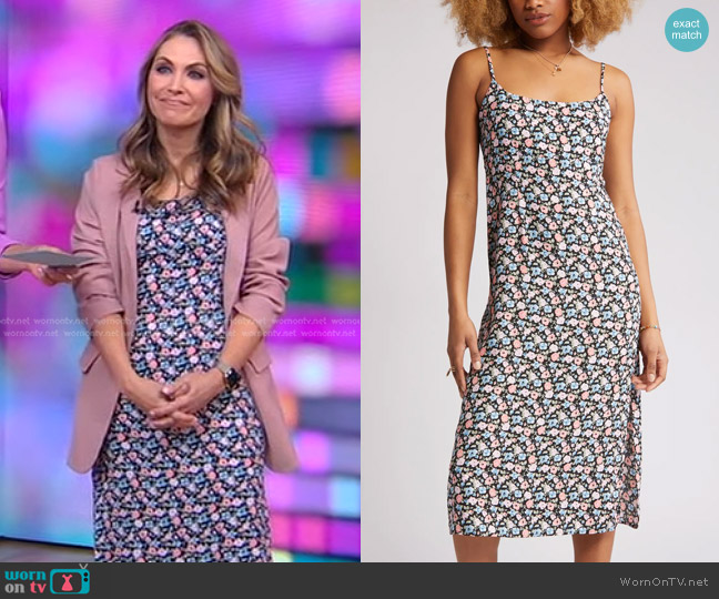 BP Floral Print Woven Slipdress worn by Lori Bergamotto on Good Morning America