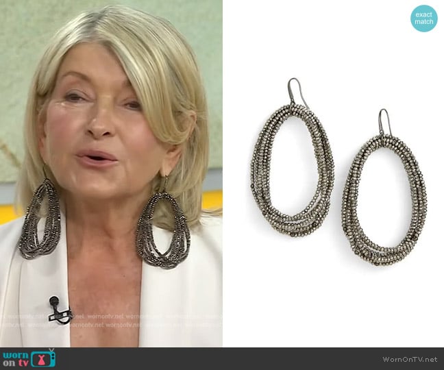 Brunello Cucinelli Vetro Loops Drop Earrings worn by Martha Stewart on Today