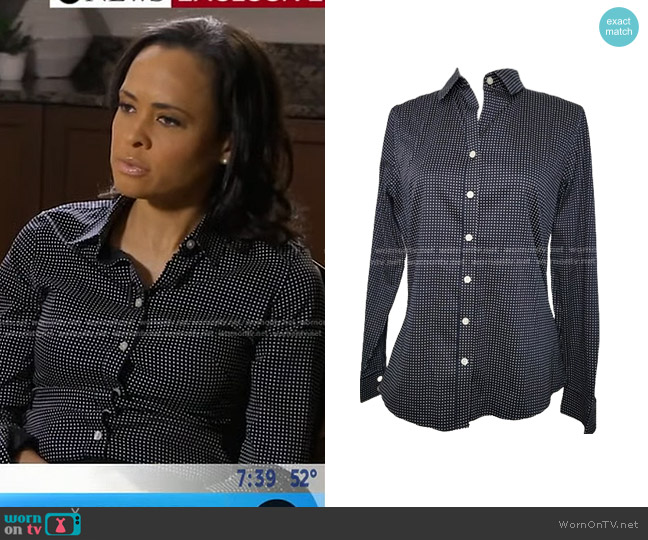 Banana Republic Polka Dot Button Down Shirt worn by Linsey Davis on Good Morning America