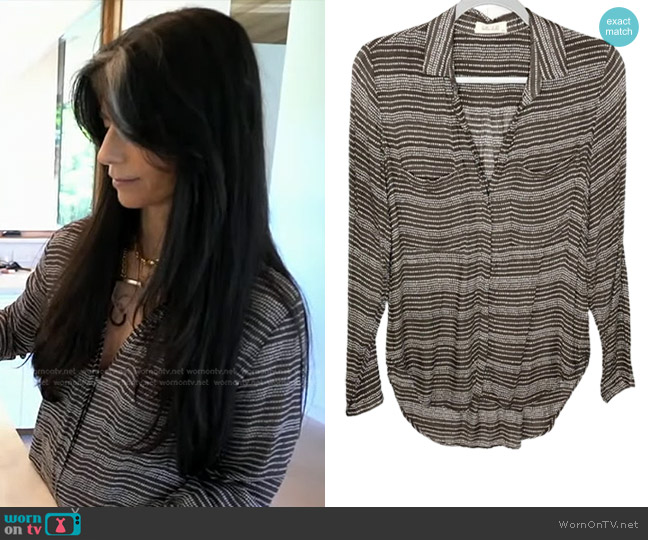 Bella Dahl High Low Button Up Blouse worn by Lauren Monroe on Good Morning America