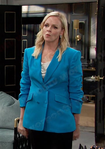 Belle's blue double breasted blazer on Days of our Lives