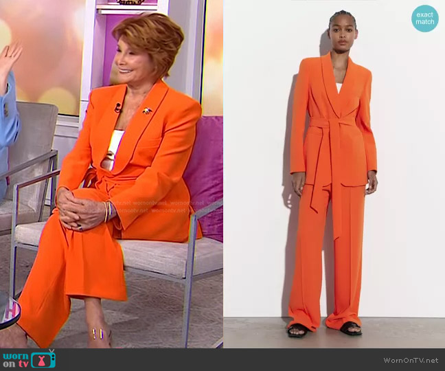 Zara Belted Tuxedo Collar Blazer and Pants worn by Robin McMahan on Today