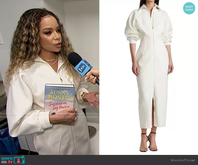 Brandon Maxwell Zip Front Bonded Jersey Sheath Dress worn by Sunny Hostin on E! News