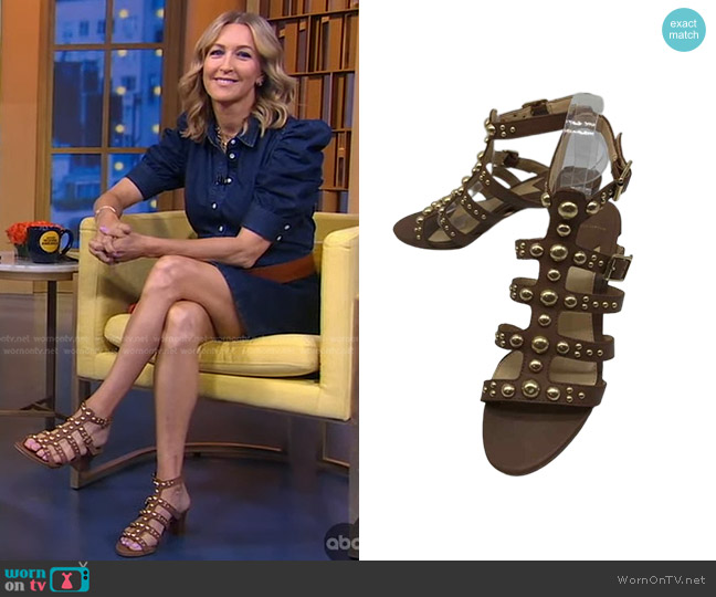 Brian Atwood Studded Leather Sandals worn by Lara Spencer on Good Morning America