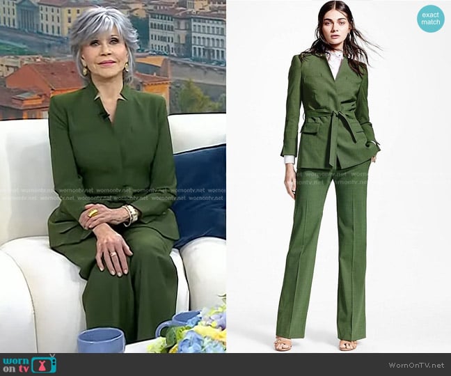 Brooks Brothers Italian Wool Belted Blazer and Pants worn by Jane Fonda on Today