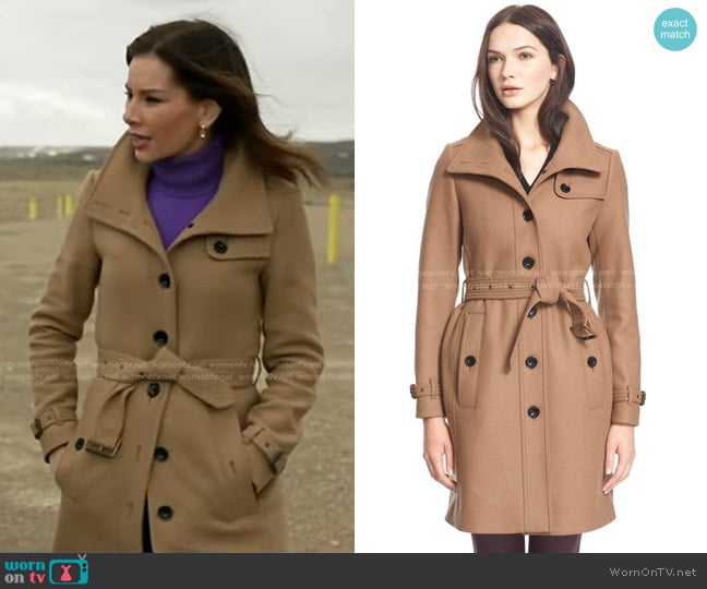 Burberry Rushfield Wool Trench Coat worn by Rebecca Jarvis on Good Morning America