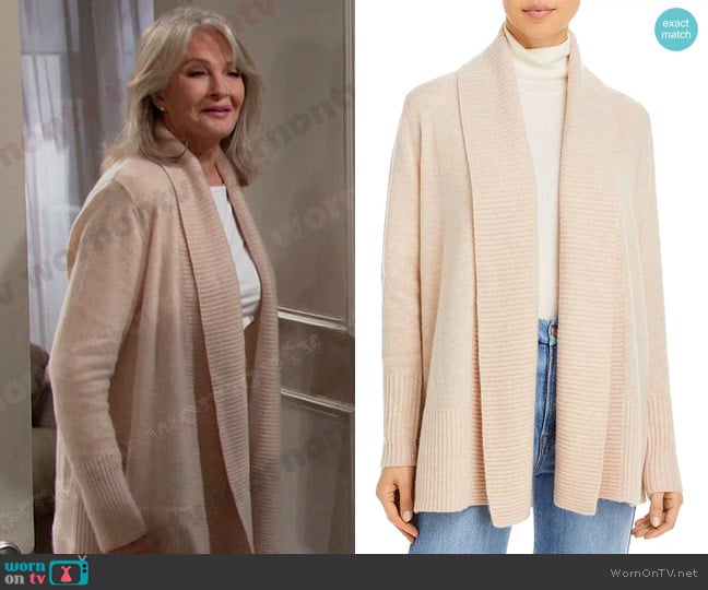 C by Bloomingdale's Cashmere Shawl-Collar Cashmere Cardigan worn by Marlena Evans (Deidre Hall) on Days of our Lives