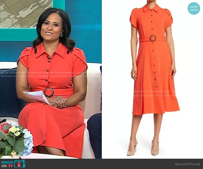 WornOnTV: Kristen’s orange belted shirtdress on Today | Kristen Welker ...