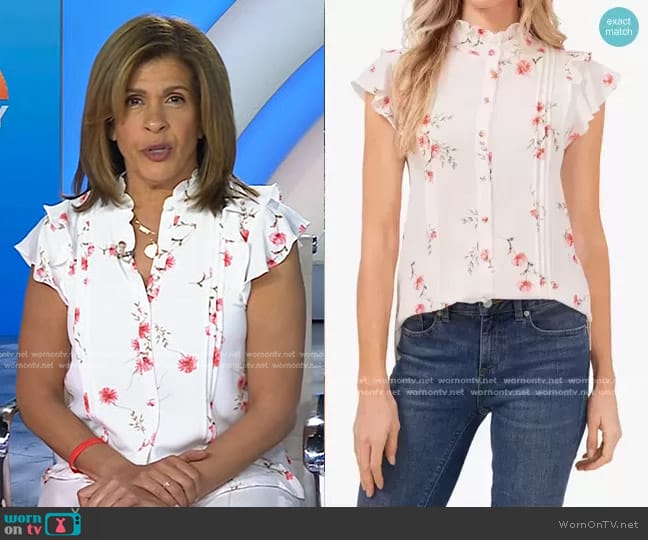 Cece Floral Ruffle Pintuck Blouse worn by Hoda Kotb on Today