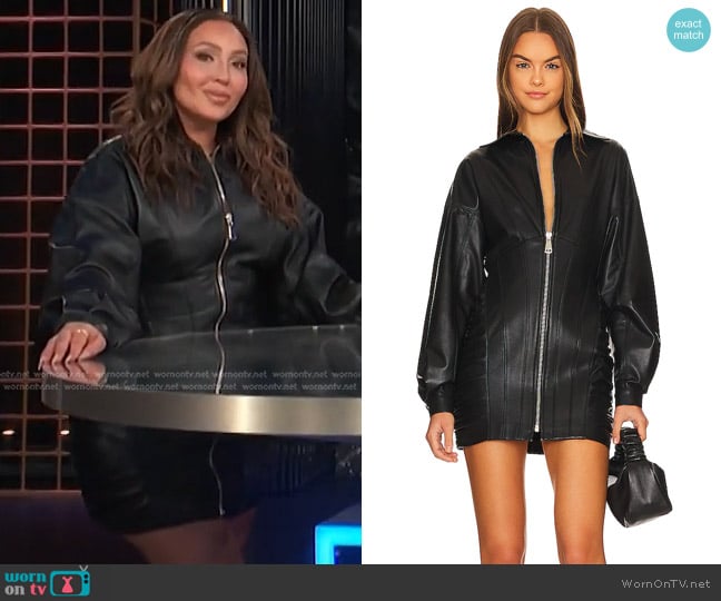 Ceren Ocak Corsette Leather Dress worn by Adrienne Houghton on E! News