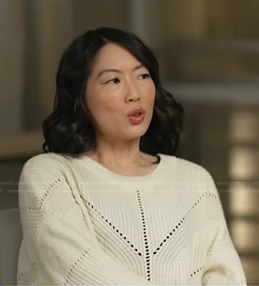 Cherry Chevapravatdumrong's white sweater on Good Morning America