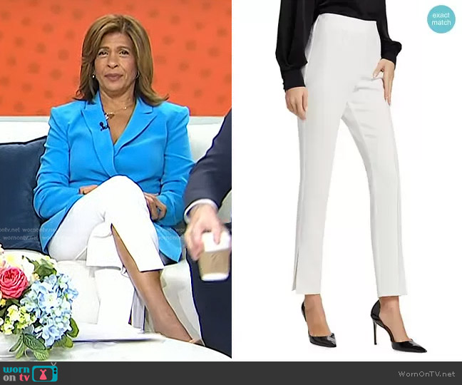 WornOnTV: Hoda’s blue blazer and white slit pants on Today | Hoda Kotb ...