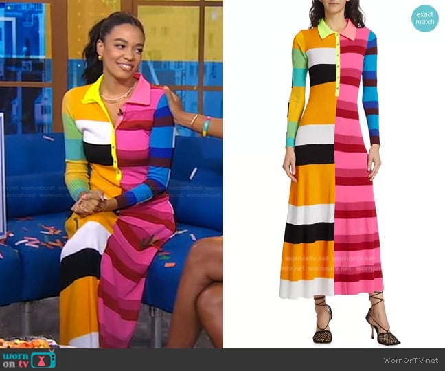 Christopher John Rogers Colorblock Ribbed Maxi Dress worn by Aurora James's on Good Morning America