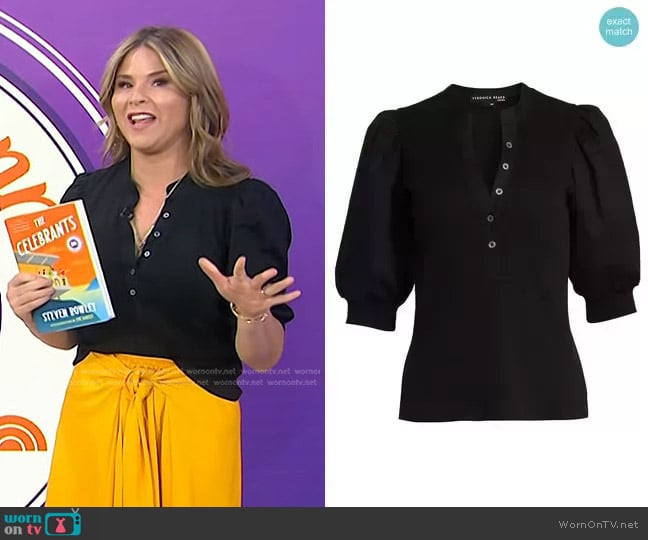 Veronica Beard Coralee Puff-Sleeve Top worn by Jenna Bush Hager on Today