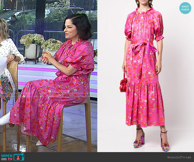 Cynthia Rowley Floral-Print Puff-Sleeve Dress worn by Parker Posey on Today