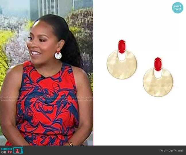 Kendra Scott Deena Gold Hoop Earrings worn by Sheinelle Jones on Today