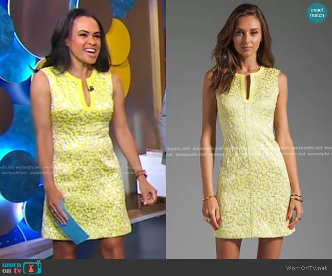 Diane von Furstenberg Sandine Balloon Metallic Jacquard Dress worn by Linsey Davis on Good Morning America