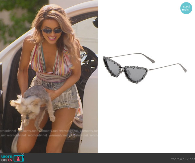 Dior Miss Dior Sharp Cat Eye Crystal Sunglasses worn by Chrishell Stause on Selling Sunset