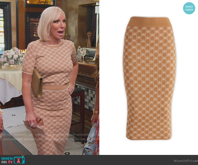 Elisabetta Franchi Logo Jacquard Knitted Pencil Skirt worn by Margaret Josephs on The Real Housewives of New Jersey