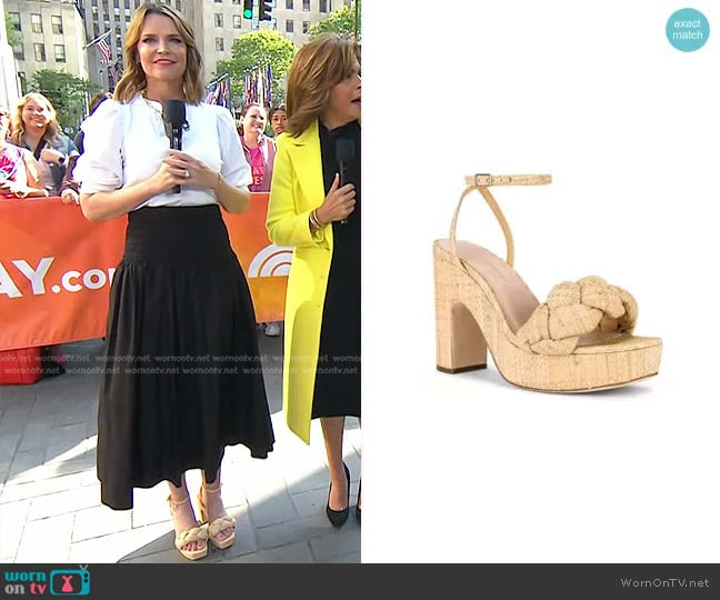 Loeffler Randall Fae Platform Heel Sandals worn by Savannah Guthrie on Today