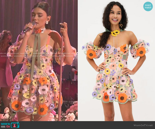 For Love & Lemons Prato Mini Dress with Removable Straps worn by Gina Miles on The Voice