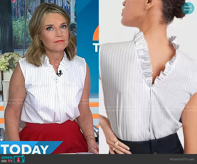 WornOnTV: Savannah’s white pinstripe top on Today | Savannah Guthrie ...