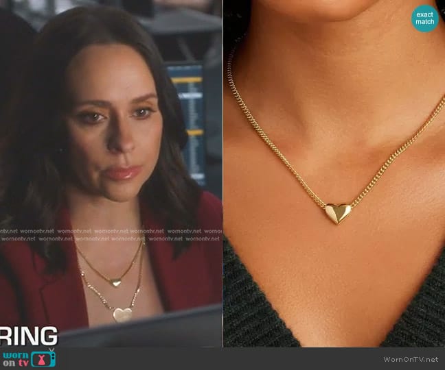 Gorjana Lou Heart Charm Necklace worn by Maddie Kendall (Jennifer Love Hewitt) on 9-1-1