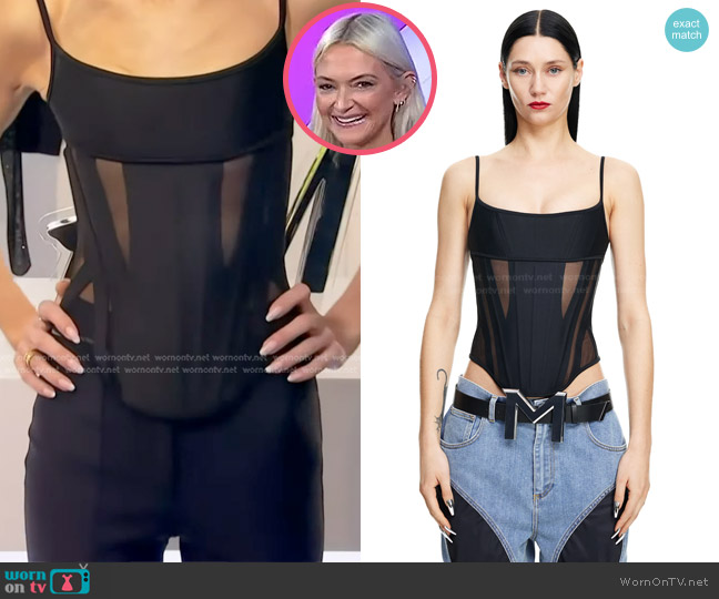 Mugler x H&M Mesh-paneled Corset Top worn by Zanna Roberts Rassi on Access Hollywood