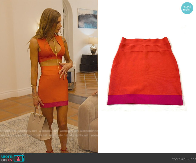 Herve Leger Bandage Mini Skirt worn by Nicole Young on Selling Sunset