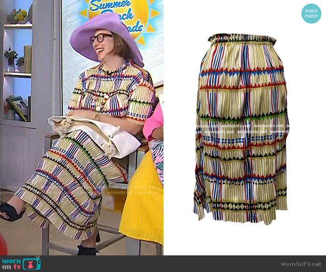 Pleats Please Issei Miyake Check Pleated Skirt worn by Emma Straub on Today