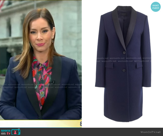 J. Crew Melton Wool Shawl Collar Tuxedo Overcoat worn by Rebecca Jarvis on Good Morning America