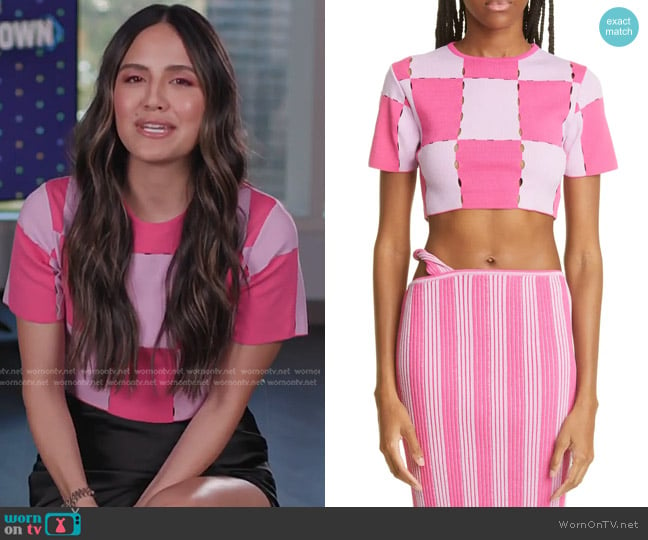 Jacquemus La Maille Gelato Stripe Crop Cotton Blend Sweater worn by Erin Lim on E! News