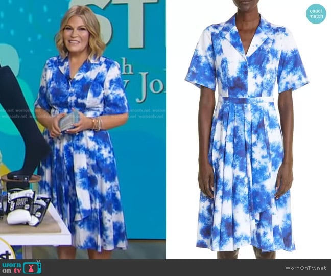 Jason Wu Tie Dye Short Sleeve Cotton Shirtdress worn by Tory Johnson on Good Morning America