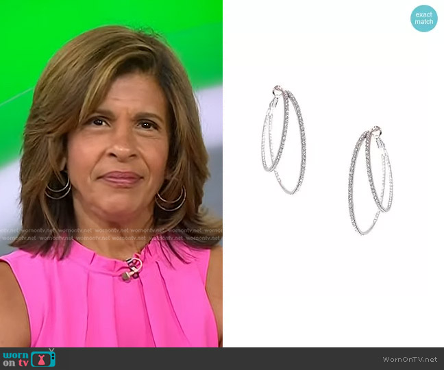 Jennifer Miller Asymmetrical Double Pave Crystal Hoop Earrings worn by Hoda Kotb on Today