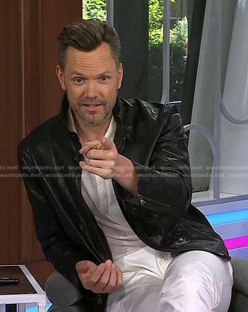 Joel McHale’s black leather jacket on Today