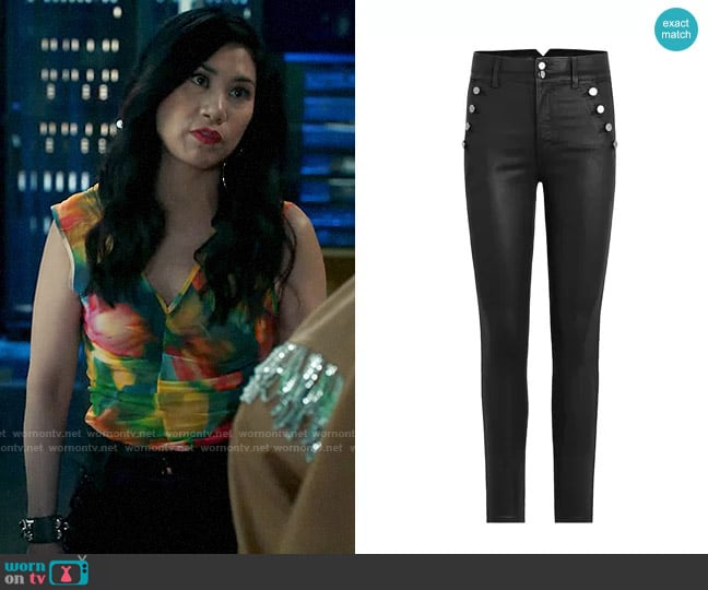 Joe's Jeans Georgia High-Rise Stretch Coated Skinny Jeans worn by Melody Bayani (Liza Lapira) on The Equalizer