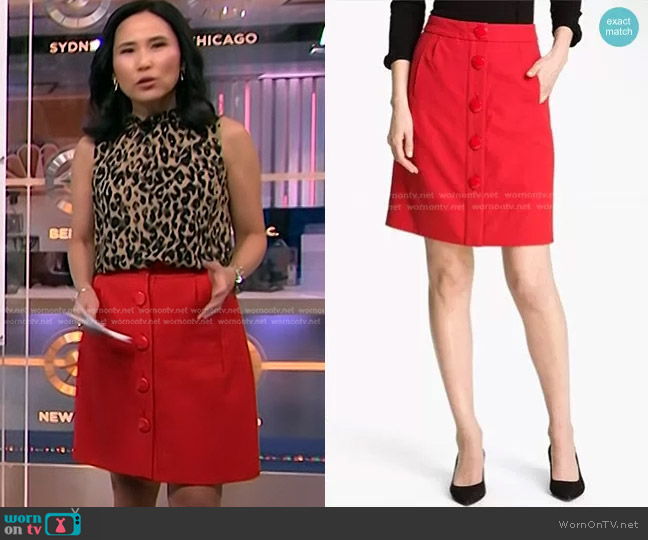 Kate Spade Faylyn Button Front Skirt worn by Vicky Nguyen on NBC News Daily