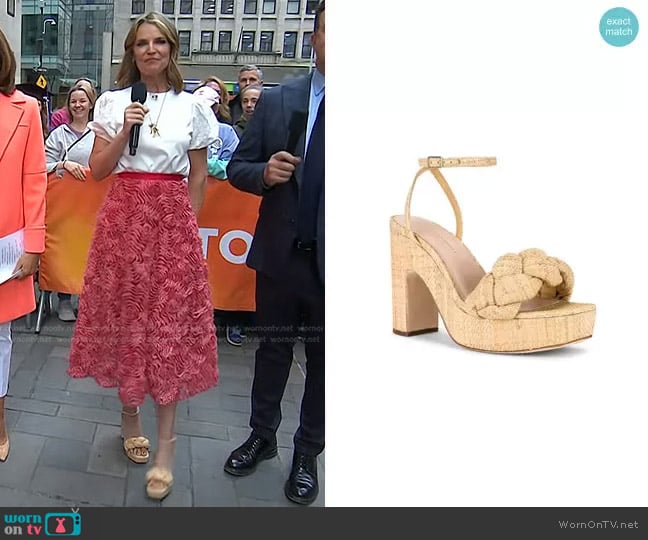 Loeffler Randall Fae Platform Heel Sandals worn by Savannah Guthrie on Today