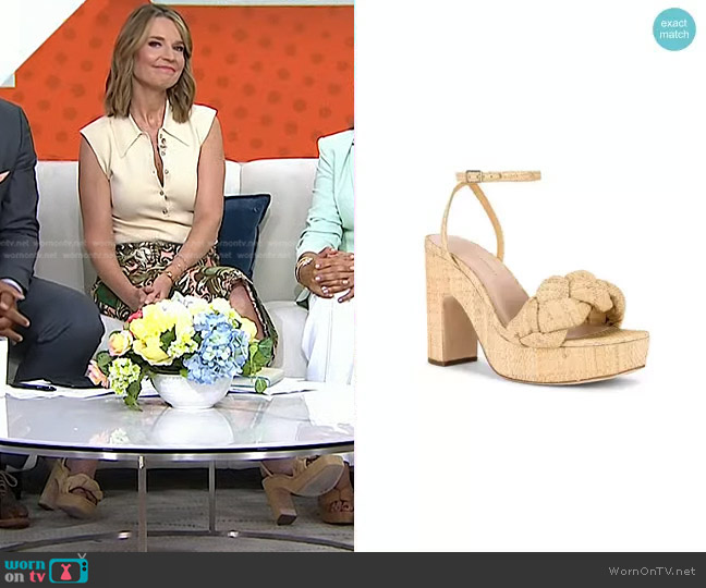 Loeffler Randall Fae Platform Heel Sandals worn by Savannah Guthrie on Today