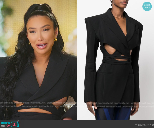 Mugler Cut-out belted blazer worn by Bre Tiesi on Selling Sunset