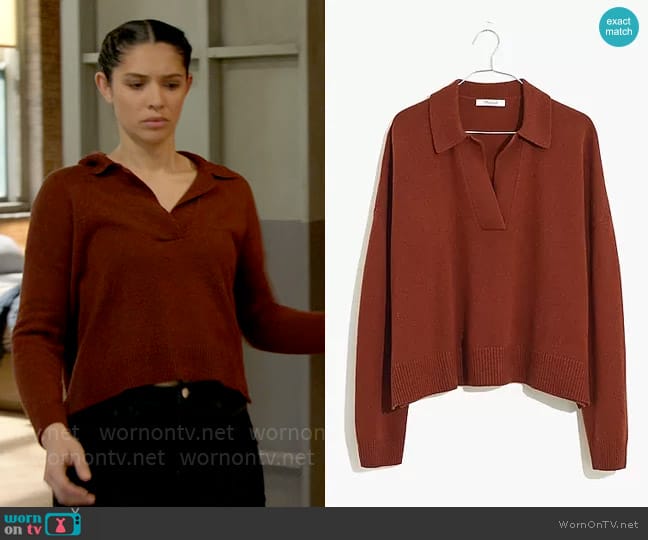 Madewell Davie Polo Sweater worn by Stella Kidd (Miranda Rae Mayo) on Chicago Fire