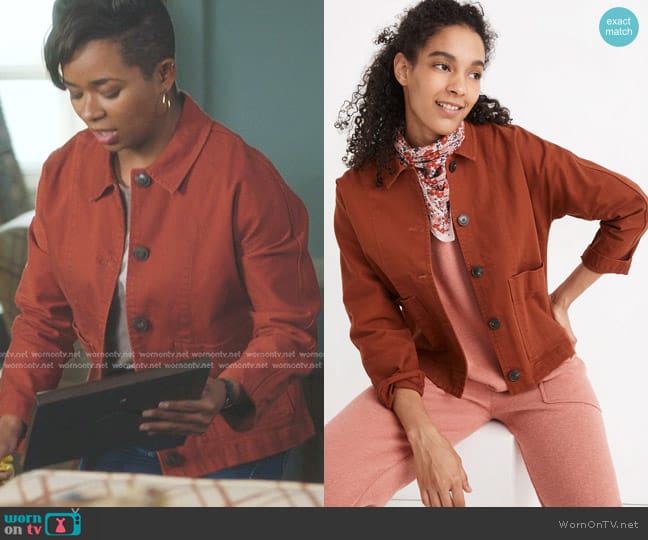 Madewell Pomeray Chore Jacket worn by Simone Griffith (Alexis Floyd) on Greys Anatomy