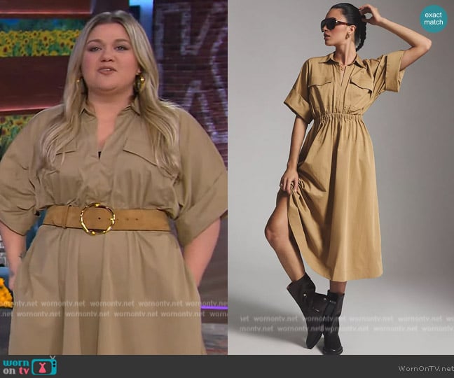 Maeve Utility Shirt Dress worn by Kelly Clarkson on The Kelly Clarkson Show