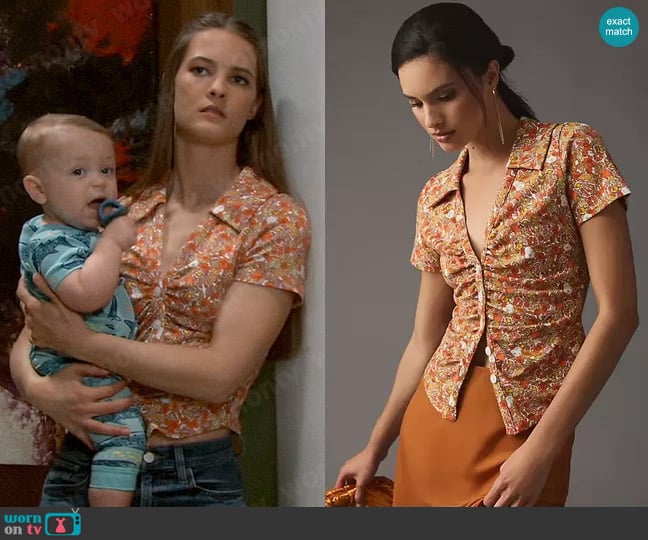 Maeve at Anthropologie Ruched Blouse worn by Esme (Avery Kristen Pohl) on General Hospital