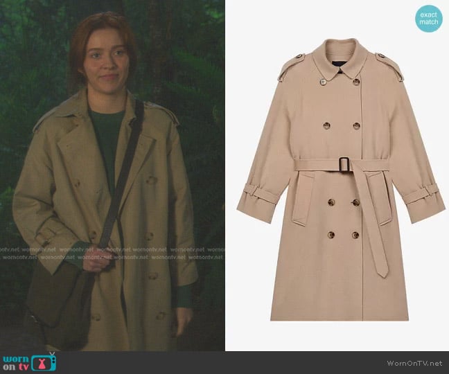 Maje Grenchman Double Faced Trench Coat worn by Nancy Drew (Kennedy McMann) on Nancy Drew